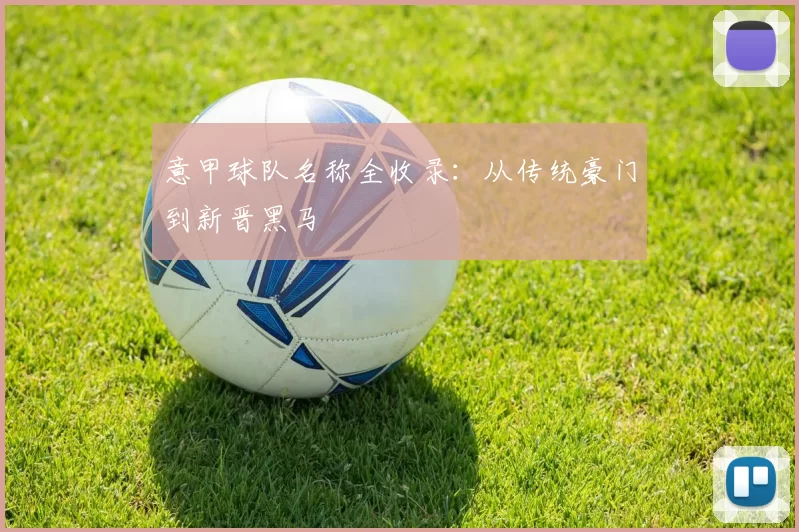 意甲球队名称全收录：从传统豪门到新晋黑马